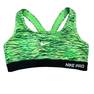 GREEN AND BLACK NIKE PRO SPORTS BRA